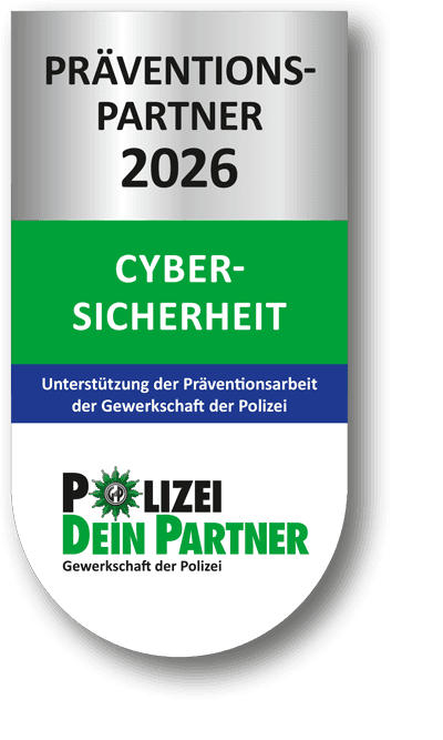 Siegel Präventionspartner 2026 Cybersicherheit – Polizei Dein Partner, Gewerkschaft der Polizei
